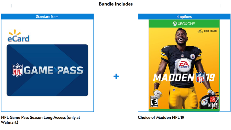 Madden 19 + NFL Game Pass | $99 | Walmart